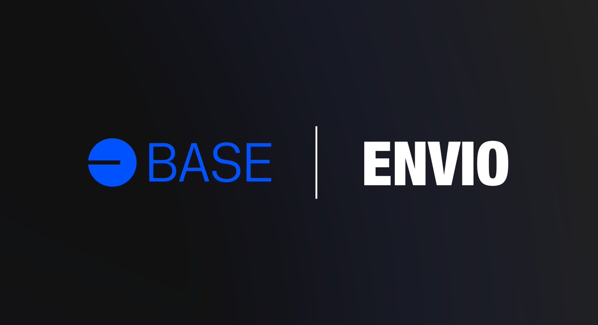 Base and Envio logos side by side on a dark background