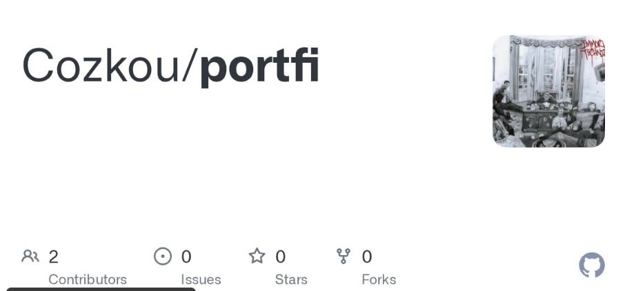 GitHub repo card for Cozkou/portfi, the TradeTrackr social trading project